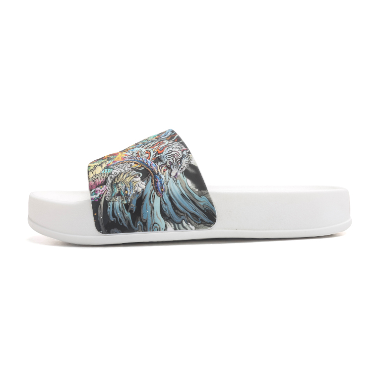 Summer Unisex Oversized Slippers - Korean Style Doodle Print for Couples