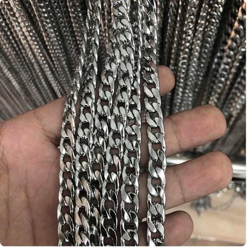 316L Stainless Steel Cuban Link Chain Necklace for Men Jewelry Accessories Neck Chains Male 3MM-10MM Width XJ250708
