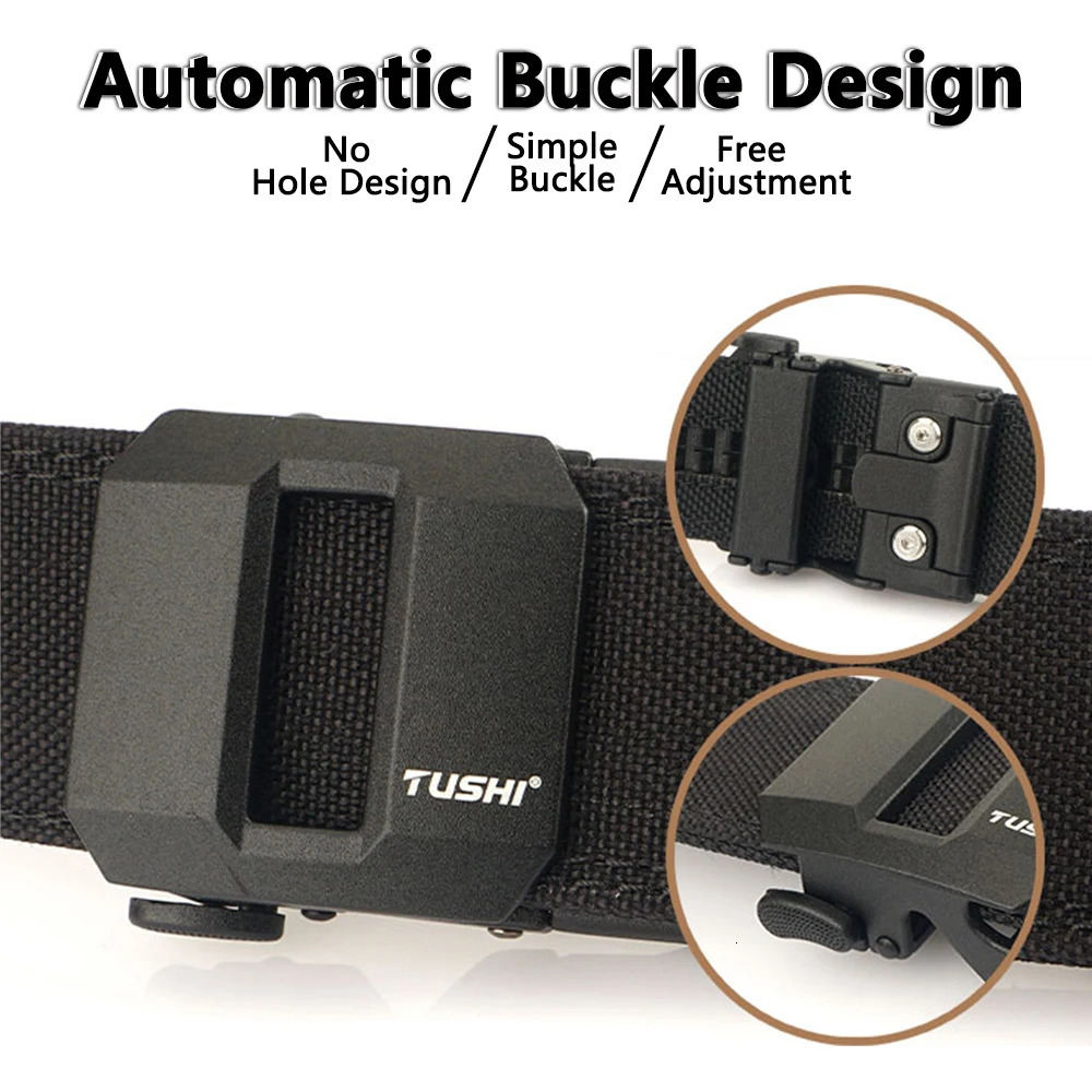 TUSHI Belt Hard Tactical for Men Metal Automatic Buckle IPSC Gun 1100D Nylon Military Outdoor Sports Girdle Male 250716