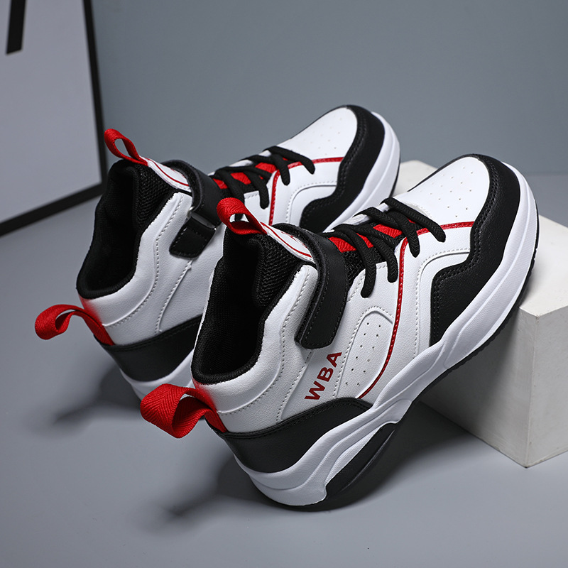 Children's Sports 2025 Spring New Fashion High-top Sneakers Boys' Running Leather Non-slip Basketball Shoes