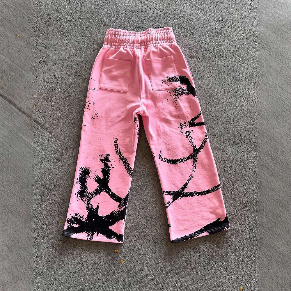 Loose Drawstring Elastic Waist with Printed Pattern Dark Anime High Street Style Pants Sweatpants