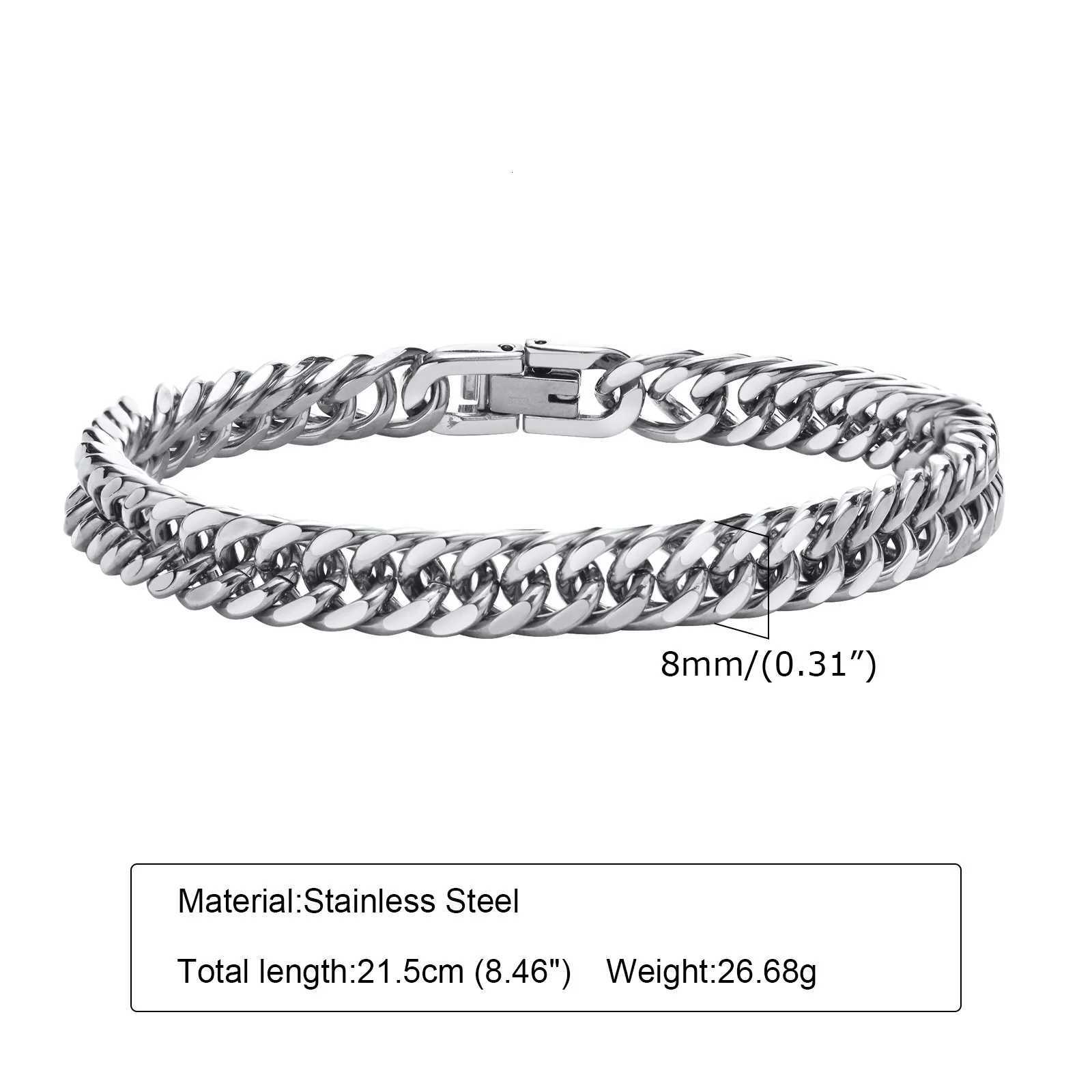 Vnox Mens Stainless Steel 7/8/9/10/12/15MM Link Chain Miami Cuban Bracelets for Men Boys Jewelry 19cm/21.5cm Gift for Dad W250728