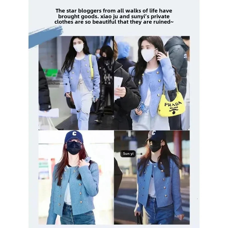 Early Autumn Slimming Tweed Style Socialite Jacket Womens European Vintage Fashion Crew Neck Short Jacket 250728