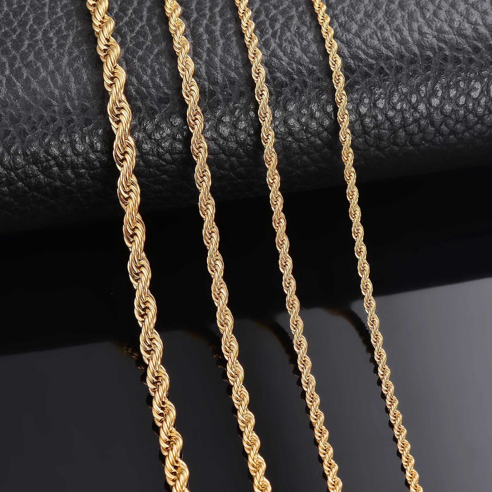 1 piece Gold Color Width 2mm/2.5mm/3mm/4mm/5mm/6mm Rope Chain Necklace/Bracelet For Men Women Stainless Steel Chain Necklace XJ250708