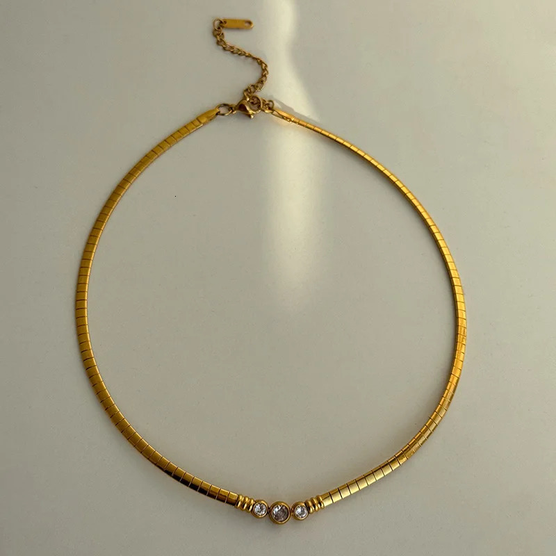 Cz stone collar choker necklaces stainless steel necklaces for women vintage dainty stainless steel jewelry non tarnish 250723