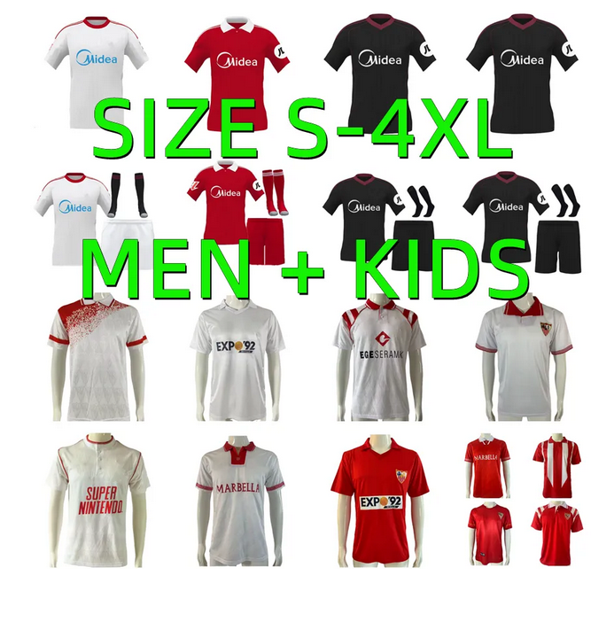 2025 2026 Sevillas J.NAVAS soccer jerseys 25 26 ISAAC SOW SAUL SUSO GUDELJ LUKEBAKIO PEQUE 87 90 91 92 93 94 96 12 13 15 16 Retro SUKER MARADONA football shirts Men Kids Kits