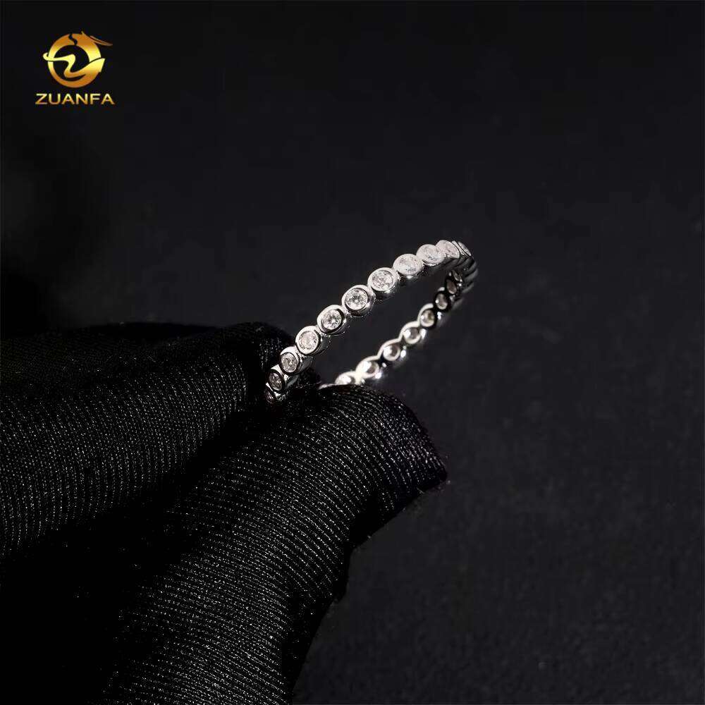 Bezel Set Eternity Pass Dia Tester Real Ring 1.7mm Band RingCustom Moissanite Rings
