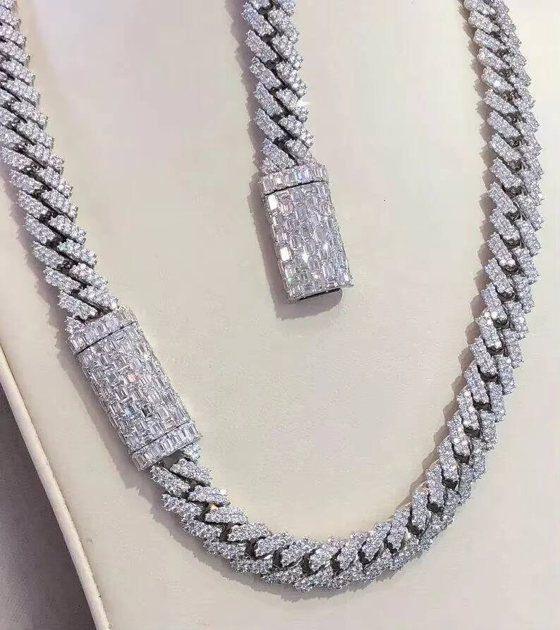 VVS1 Moissanite Diamond Cuban Link Chain Hip Hop Chain VVS Diamond Chain