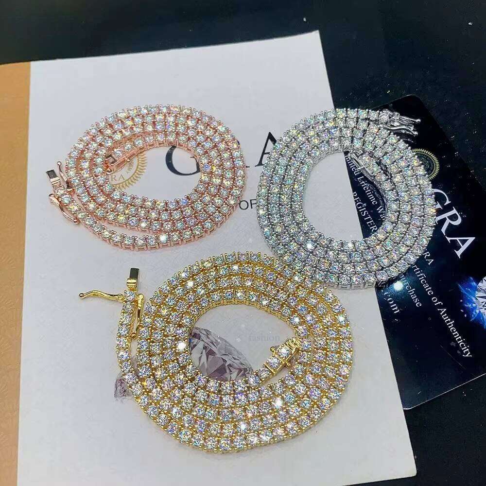 Cheapest Price Hip Hop Sier 2mm 3mm 4mm 5mm 6.5mm VVS Dia Necklace Moissanite Tennis Chain