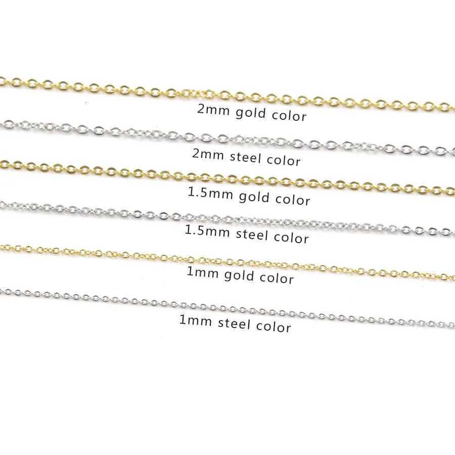 5Pcs/lot Stainless Steel 1 1.5 2mm Link Chains Necklaces Cuban Cross Chains Accessories for DIY Gifts Jewelry Making WholesaleXJ250708