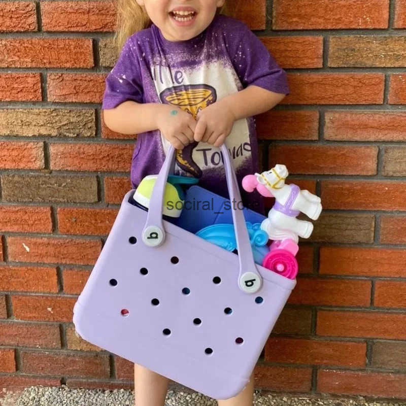 Mini Kid Tote Beach Bag EVA Rubber Waterproof Pool Picnic Travel Storage Basket Women Shopping Handbag Small Child Jelly Sac Bag Q250728
