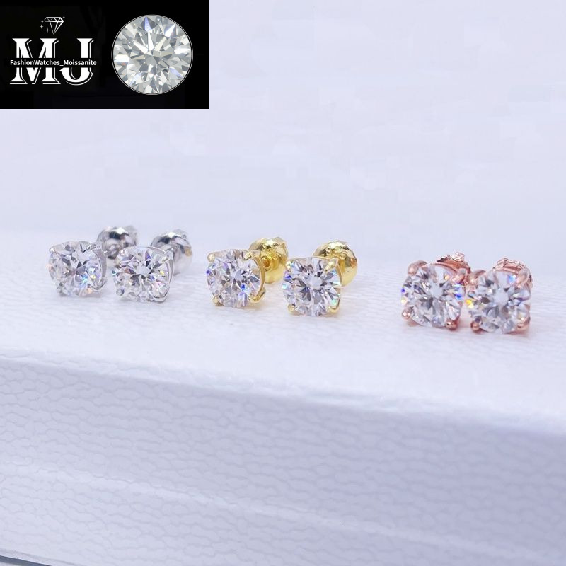 classic design sterg sier screw back GRA certificated dia moissanite stud earrings