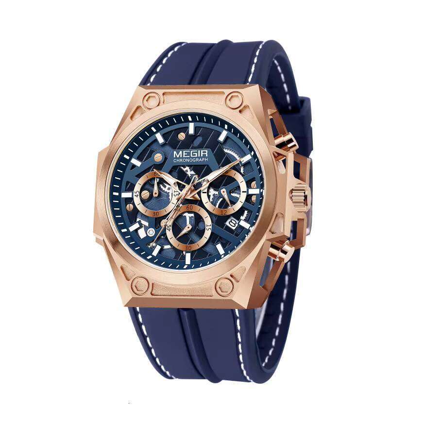 MEGIR Men's Skeleton Sports Watch - 47mm Silicone Strap, 50M Waterproof, Luminous - Bulk Wholesale