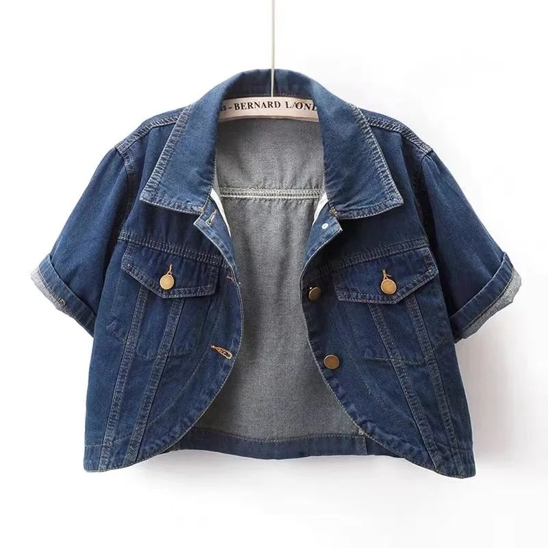 Summer Joker Casual Short-sleeved Denim Jacket 2025 Women Short Blouse Shawl Waistcoat Female Jaqueta Jeans Feminina 250728