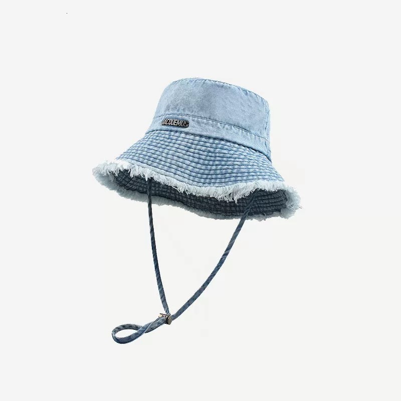 Brown Leopard Print Cowboy Bucket Hats with String Women Denim Beach Sun Hat Outdoor Panama Summer Fisherman Cap 250605