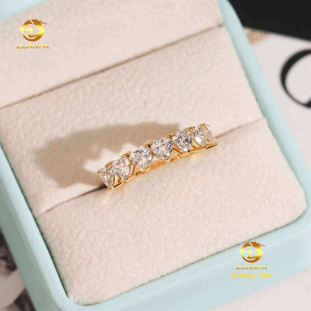 Unique Design Elegant Silver Gold Plated Full Diamond Tester Bridal Jewelry D Heart Silicon Stone Eternal Ring