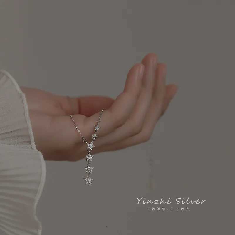 Star Tassel Pendant Necklace 925 Sterling Silver Clavicle Chain for Womens Fine Jewelry Z250910