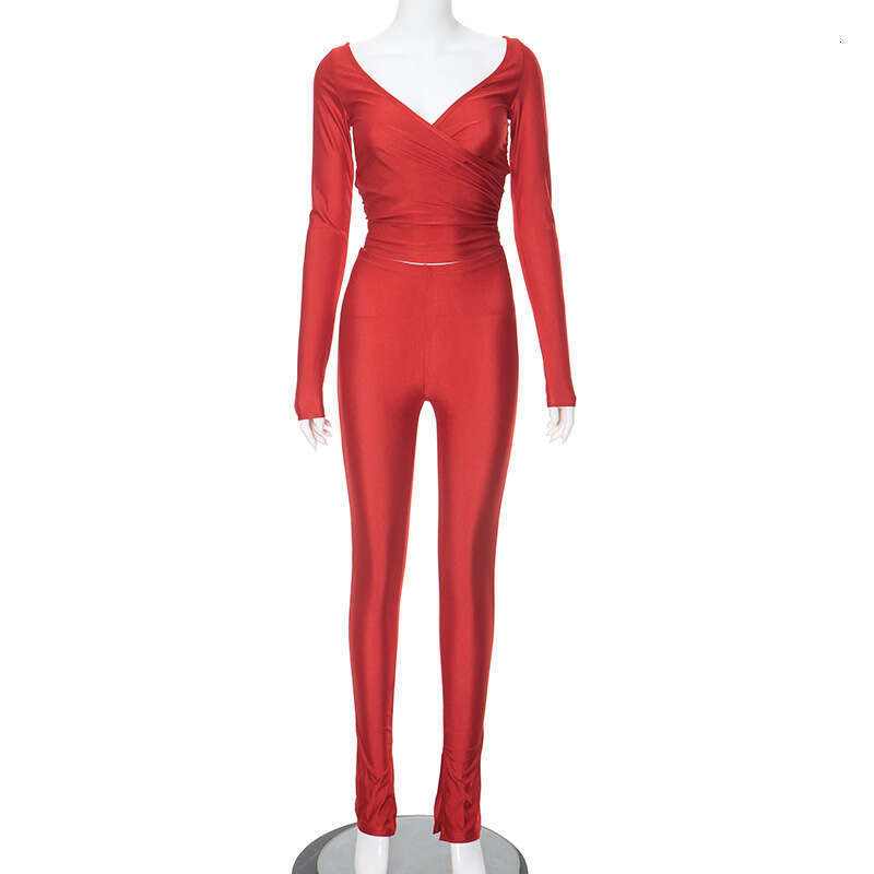 Multicolor Bobi G22st201 Women's Clothing Autumn New Casual Solid Color Long Sleeve Low-Cut Set B5