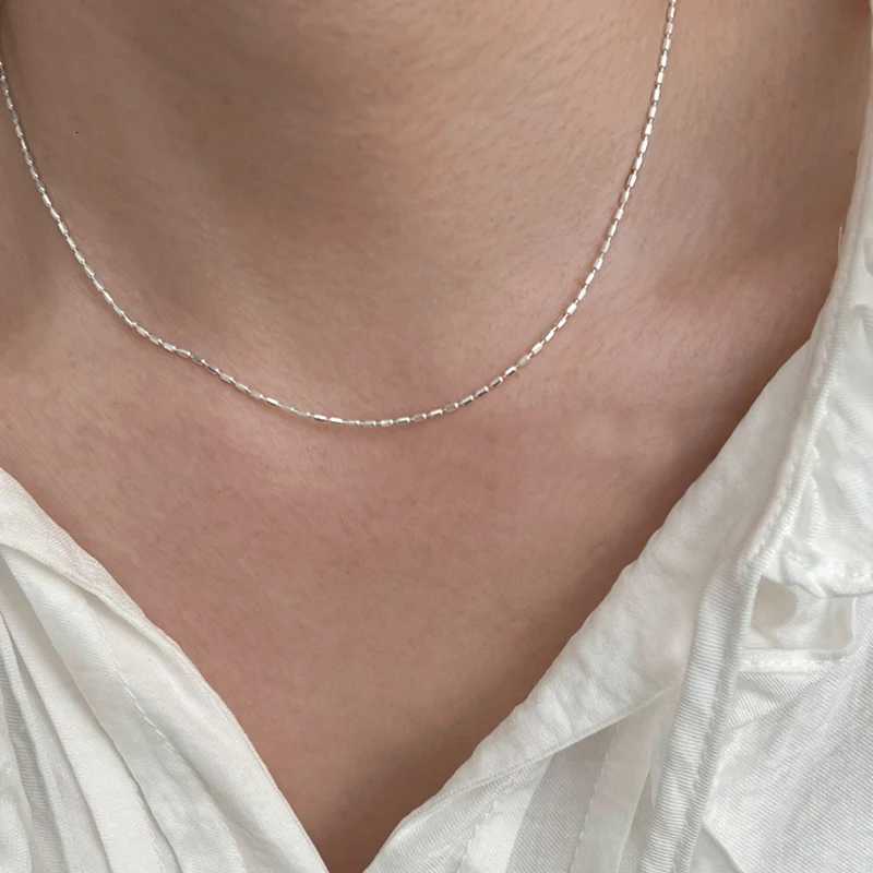 925 Sterling Silver Necklace With Simple Geometric Beads Choker Shiny And Delicate Collarbone Chain For Women Fashion Jewelry XJ250708