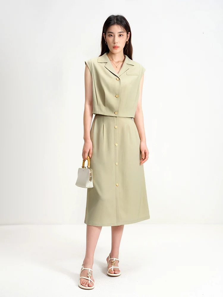 Dushu Womens Vintage Summer Women Suit Sleeveless Top Long Versatile Casual Skirt Fashion 24DS82774 24DS82831 250709