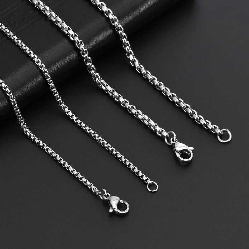 2-5MM Width Stainless Steel Square Rolo Chain Necklace For Women Round Box Choker Necklace Men Fashion Jewelry Accessories XJ250708