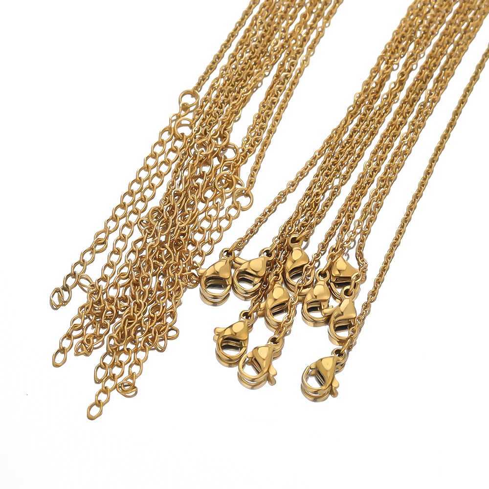 10pcs 45+5cm Gold Color Stainless Steel Link Chains in Bulk Necklaces Fashion Jewelry Adjustable Chains Wholesale Chokers DIY XJ250708