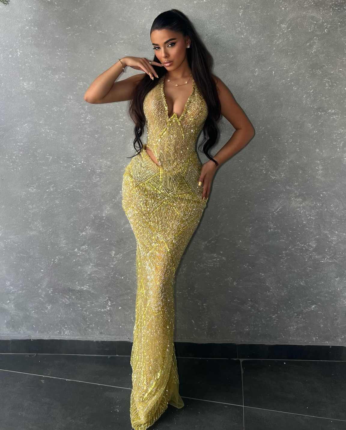 Exquisite Prom Gowns Mermaid Plus Size Halter Neck Beading Evening Dresses Special Occasion Customized Formal Dress