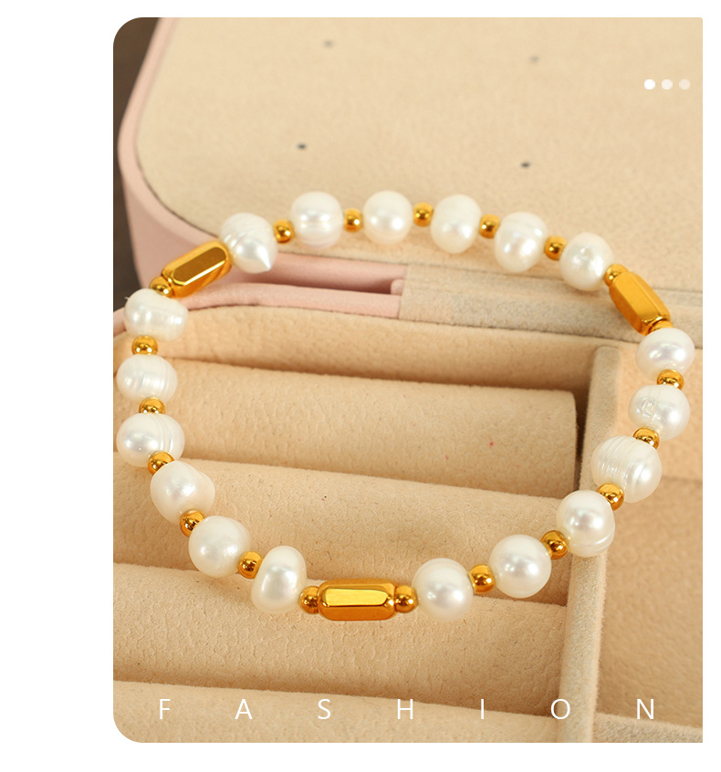 Chic Women's Simple Irregular Design Round Beads Bracelet - Combining Classic Pearls in Golds