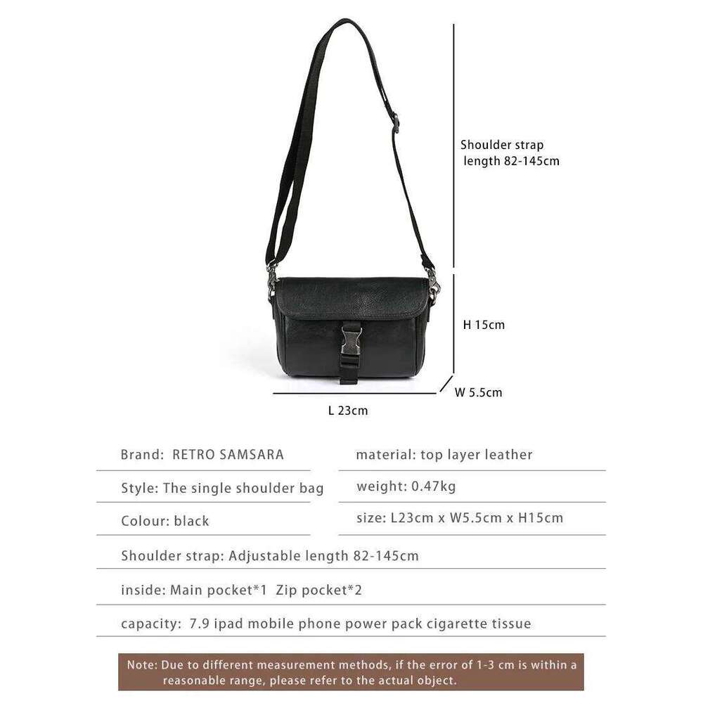 Designer Bags Men's Versatile Genuine Leather Messenger Vegetable-Tanned Cowhide Shoulder Bag, High-Quality Lightweight Small Square Bag Luxury B