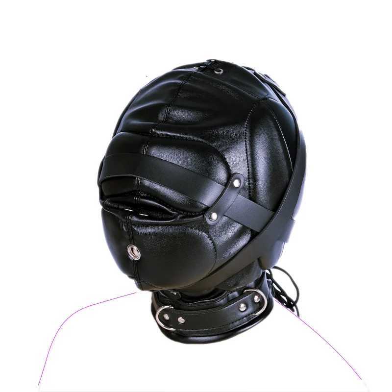 Fetish Full Head Hood Couple Adult Cosplay Games PU Leather Sexy Mask Hood Halloween Party Bondage Face Cover Role Play Costumes XJ250728