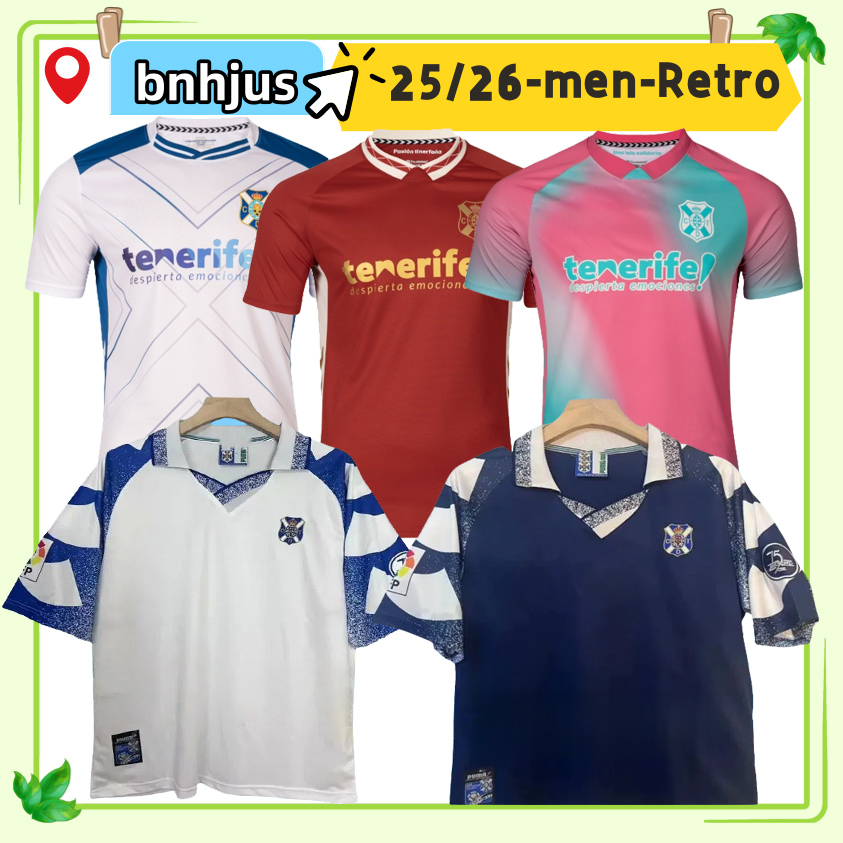 2025 2026 CD Tenerife Mens Soccer Jerseys Retro 97 98 GALLEGO ZORRILLA MO DAUDA BUNUEL ROMERO SIPCIC MARTINEZ Home Away 3rd Football Shirt Uniforms kids kit