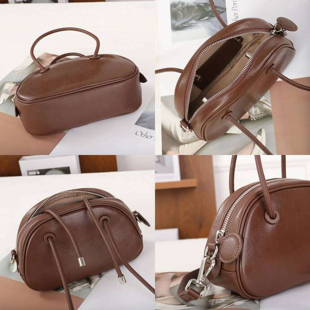 Designer Bags Women's Small Shoulder Bag Genuine Leather Handbag Top Grain Cowhide Popular And Fashionable Underarm Bowling Purse Luxury Bag