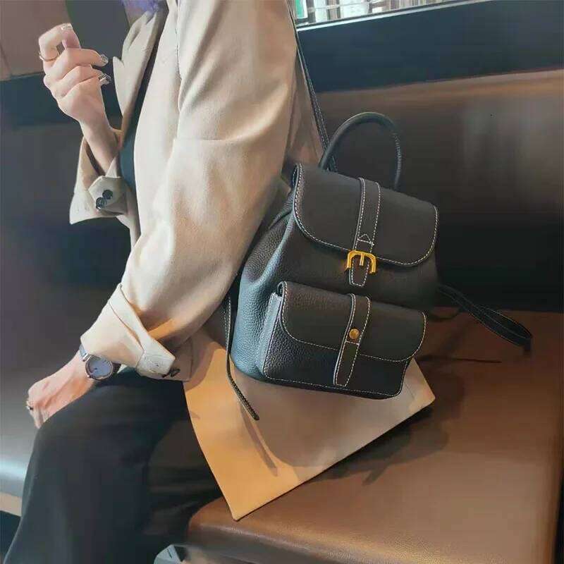 Elegant Natural Cow Leather Women Backpack Purple Vintage Brand Designer High Quality Female Back Pack College Girl School Bag