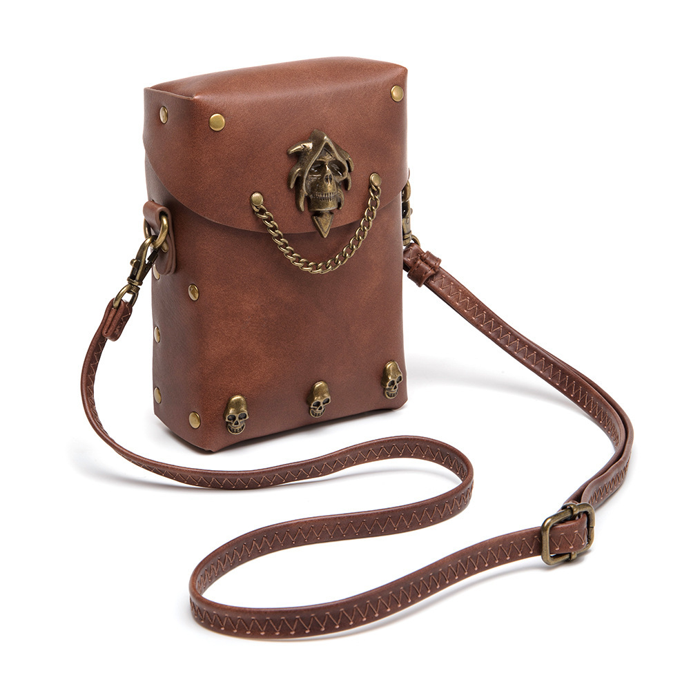 Color-Block Rivet PU Leather Women's Shoulder Medieval Steampunk Owl Small Square Crossbody Bag ddmymoon