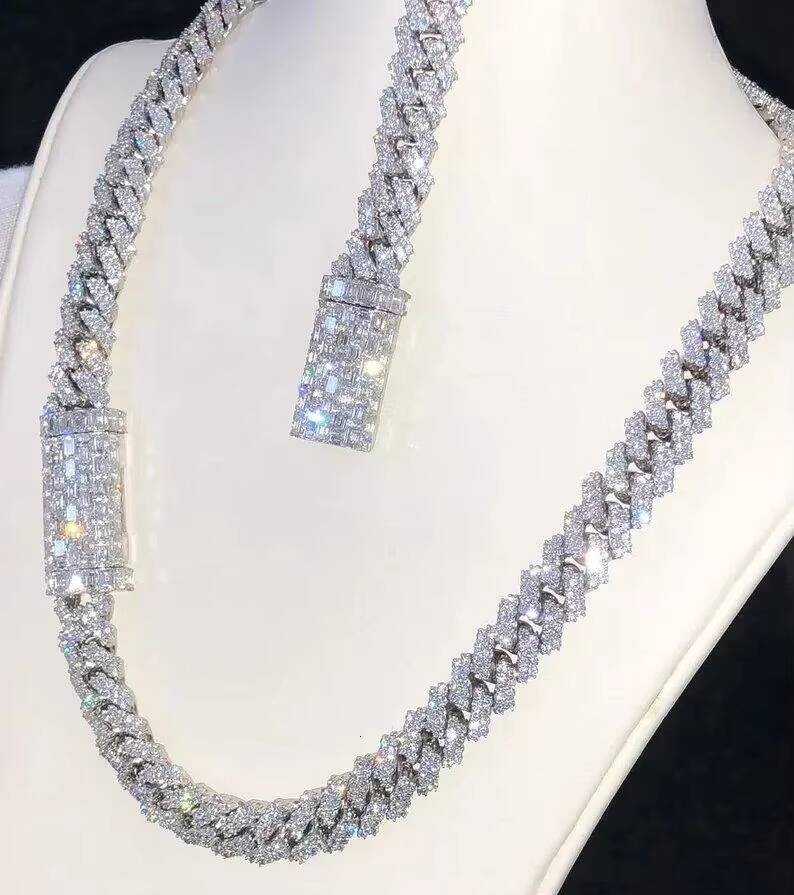 VVS1 Moissanite Diamond Cuban Link Chain Hip Hop Chain VVS Diamond Chain