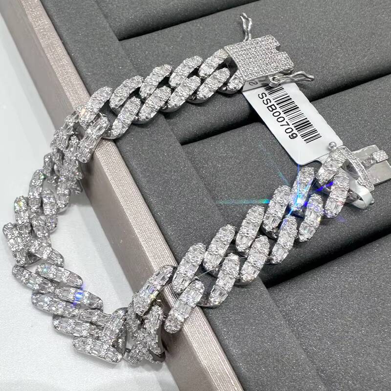 Unisex High Quality 925 Sterling Silver Cuban Chain Bracelets Fine Link Chain Jewelry Zircon Inlay Hip Hop Style Gold Plated