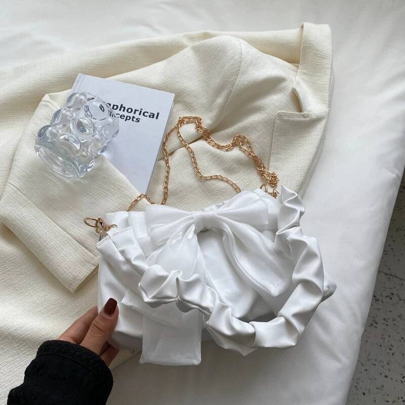 Fashion casual chain crossbody cute bow shoulder underarm bag