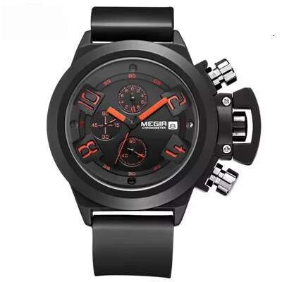 DHwatches MEGIR Men's Waterproof Sports Watch with Luminous, Chronograph, Calendar, 30M Water Resistance, Silicone Strap - Model 2002