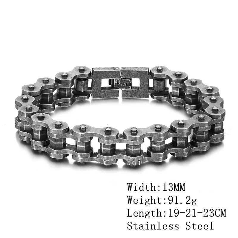 MKENDN Vintage Oxidized Black Bicycle Link Chain Bracelets for Men Stainless Steel Punk Motorcycle Charm Bracelets Male Bracelet W250728