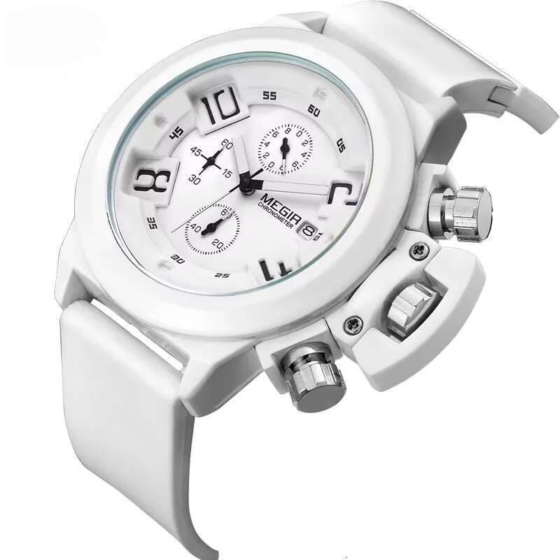 DHwatches MEGIR Men's Waterproof Sports Watch with Luminous, Chronograph, Calendar, 30M Water Resistance, Silicone Strap - Model 2002