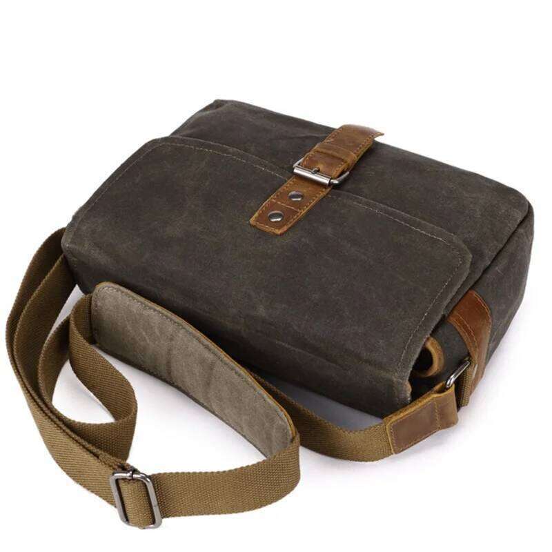 OLOEY Men Vintage Oil Waxed Shoulder Shockproof DSLR Camera Bag Waterproof Canvas messenger casual Crossbody Bags for men