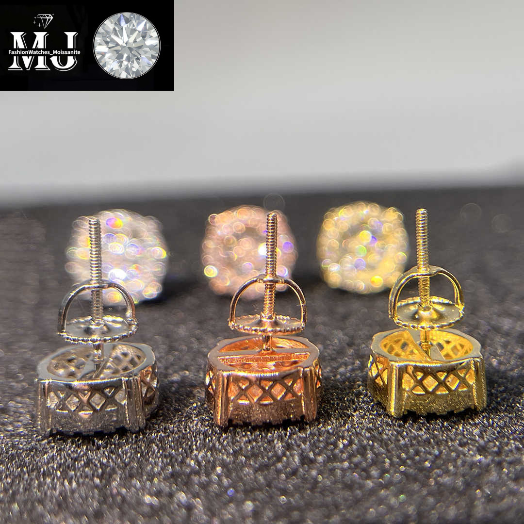 Designer Jewelry Wholesale Price Popular Hot Sale Iced Out Sterg High-end luxury earrings Sier Jewellery Moissanite Vvs Screw Back Stud Earrings Categ