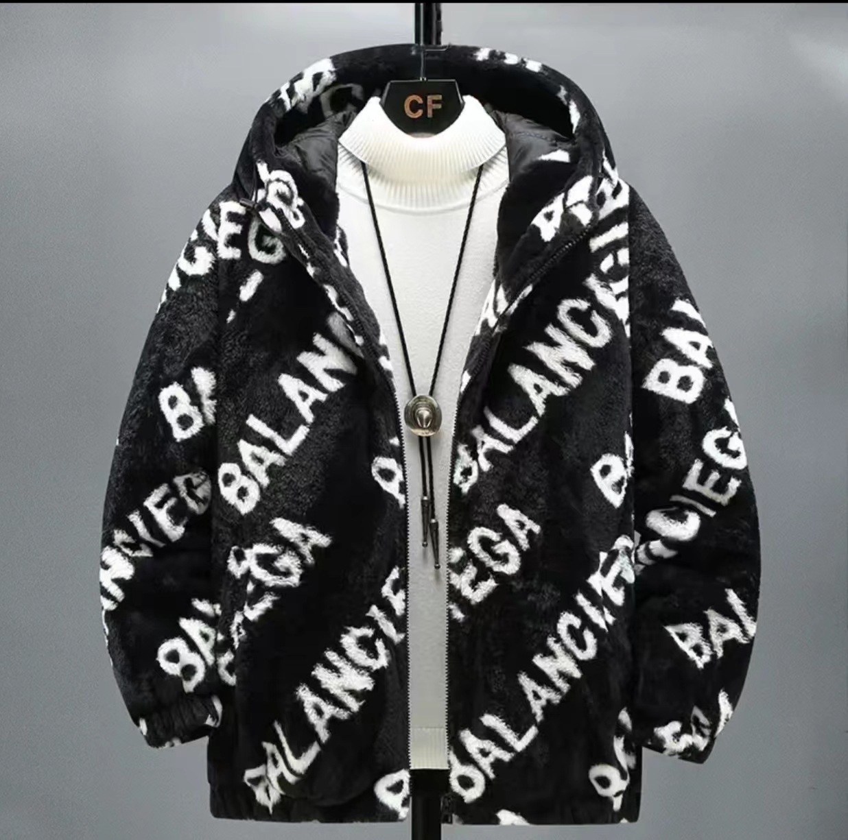 Free shipping designer Hong Kong Style Men Winter New Plush Jacket Cotton Coat Warm Loose Versatile Trendy Brand Padded Thickened Jacket