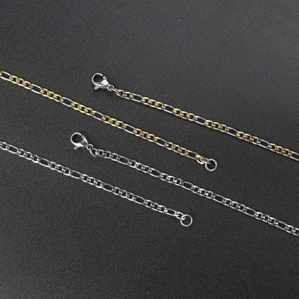 Mens Figaro Chain Necklace Stainless Steel Minimalist 3mm 60cm Gold Color Fashion New Hip Hop Jewelry Gift Collar for Men XJ250708