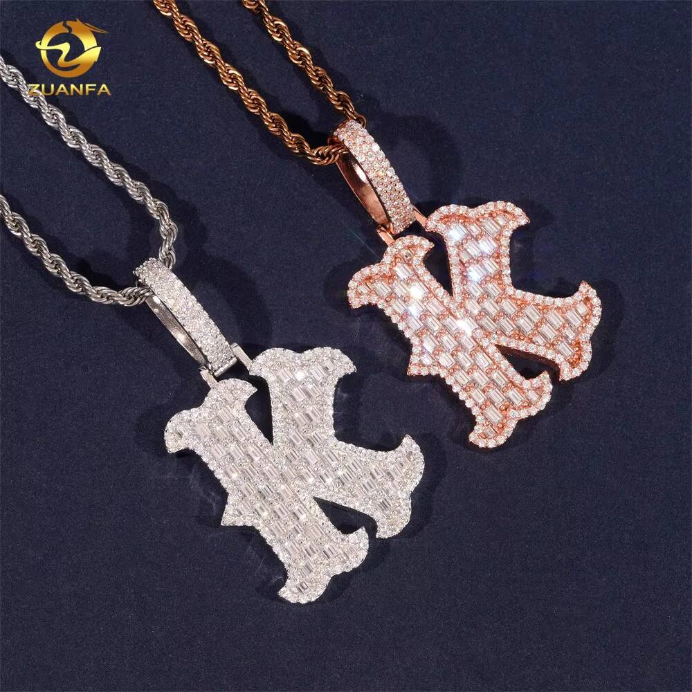 GRA Certificate Hip Hop Jewelry Initial Pendant Custom Iced Out 925 Silver VVS Moissanite Diamond Charm Letter J Name Pendant