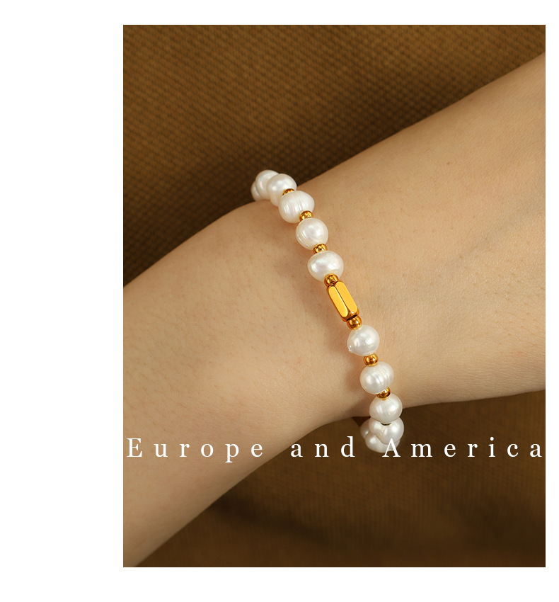 Chic Women's Simple Irregular Design Round Beads Bracelet - Combining Classic Pearls in Golds