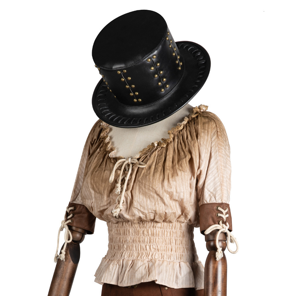 Halloween New Punk Plague Doctor Unisex PU Magic Gentleman Top Hat Women's Ball Props Accessories ddmymoon