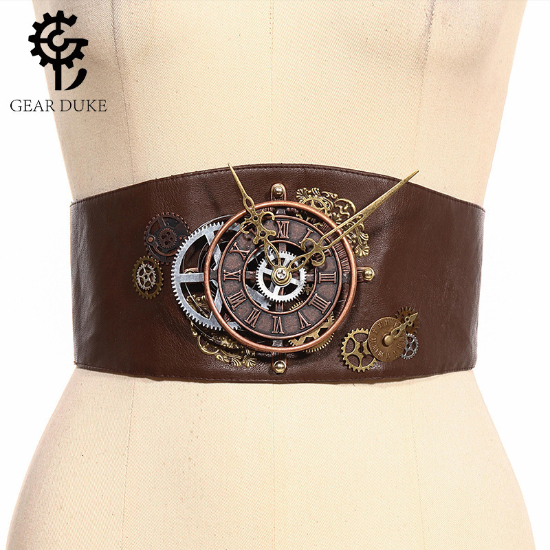 Halloween Steampunk Lolita Women's Decorative PU Waist Belt Elastic Wide Waistband Court Corset ddmymoon