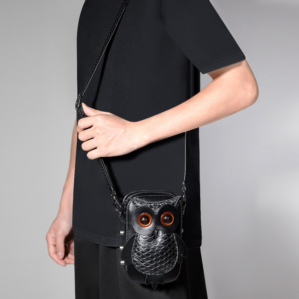 Creative for Women Punk Style Single Shoulder Crossbody Niche Owl Coin Purse Small Square Bag ddmymoon