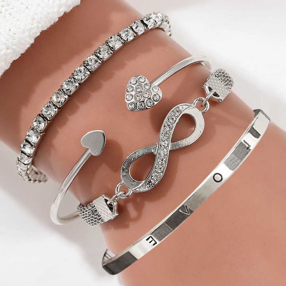 Vintage Elegant 4pcs Bracelet Set - Adjustable Heart Infinity Bangle - Womens Daily Gift Occasion Jewelry W250728